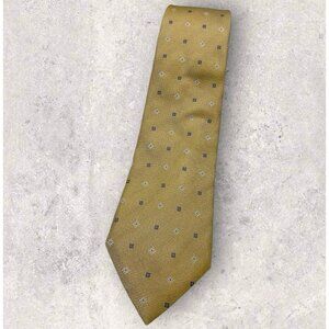 ERMENEGILDO ZEGNA Silk Tie ITALY XL Gold Geometric W:3.7" EUC